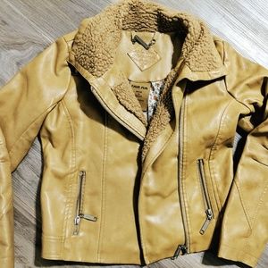 Faux fur leather jacket